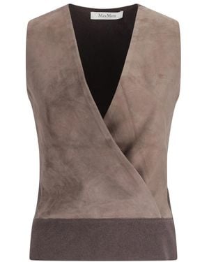 Max Mara Tops ,Bruin ,Wol Potenza Gebreide Mouwloze Top