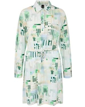 Marc Cain Kleedjes ,Veelkleurig ,City Vibing Mini Shirt Dress - Groen
