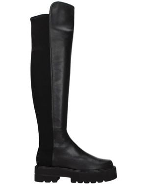 Stuart Weitzman Zwarte Leren Over De Knie Laarzen