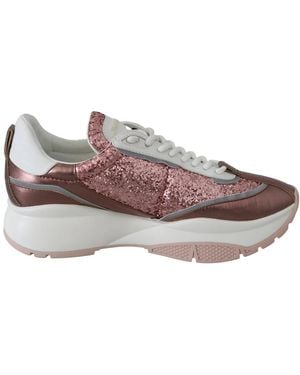 Jimmy Choo Roze Candyfloss Glitter Sneaker Euphoria - Grijs