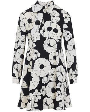 Celine Flared Mini Dress With Stand-Up Collar - Schwarz