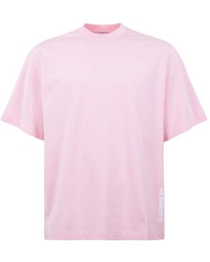 Jil Sander Tops ,Roze ,Katoen T-Shirt Met Ronde Hals