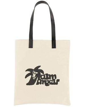 Palm Angels Tassen ,Wit ,Katoen Cotton Canvas Tote Bag - Naturel
