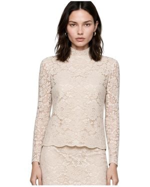 Kocca Floral Lace Mini Jurk - Naturel