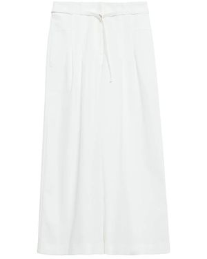 Comma, Broek Met Wijde Pijpen En Plooien - Wit