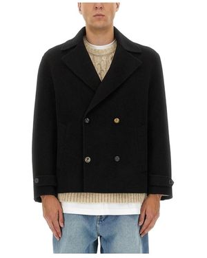 Moschino Jassen ,Zwart ,Wol Double-Breasted Wool Blend Short Coat
