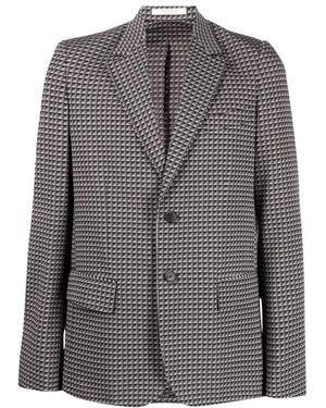 Valentino Kostuums ,Grijs ,Wol Geometric Print Single-Breasted Blazer