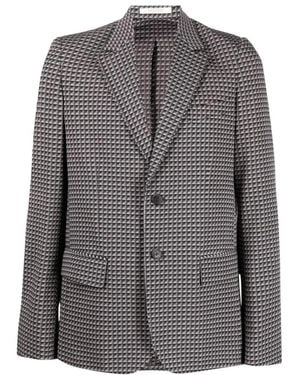 Valentino Kostuums ,Grijs ,Wol Geometric Print Single-Breasted Blazer