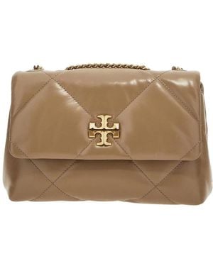 Tory Burch Gepolsterte Leder-Schultertasche Mit Kettenriemen - Natur