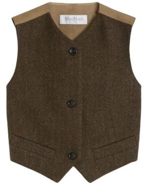 Max Mara Jassen ,Bruin ,Katoen Bikini 1234 Vilten Gilet - Groen