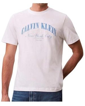 Calvin Klein Tops ,Wit ,T-Shirts - Blauw