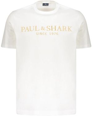 Paul & Shark Besticktes Logo Baumwoll-T-Shirt - Weiß