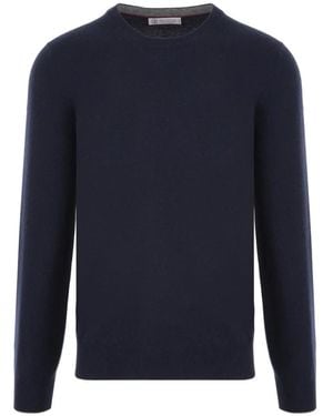 Brunello Cucinelli Luxuriöser rundhals-strickpullover - Blau