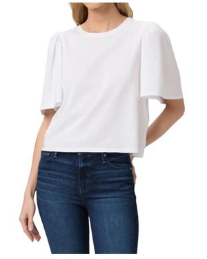 PAIGE Tops ,Wit ,Katoen Ronde Hals Lantaarnmouw T-Shirt