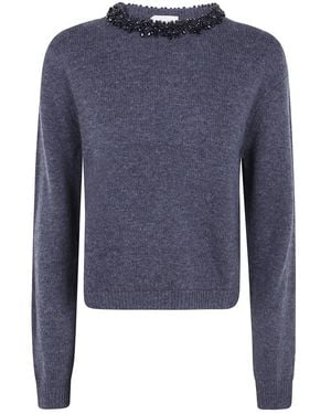 Semicouture Truien & Vesten ,Grijs ,Round-Neck Truien - Blauw