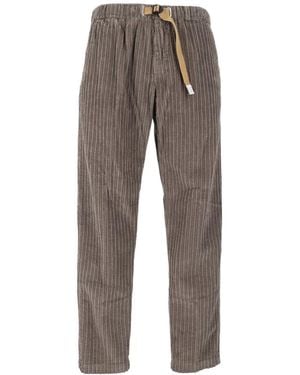 White Sand Corduroy Broek Met Brede Strepen - Grijs