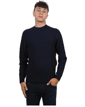 AT.P.CO Blauer Diagonaler Strickpullover
