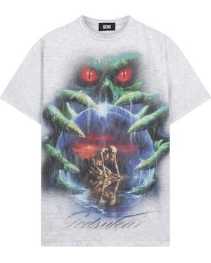 Gcds Tops ,Veelkleurig ,Katoen Crop T-Shirt - Blauw