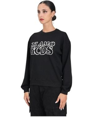 Gcds Zwarte Crewneck Sweater Streetwear Stijl