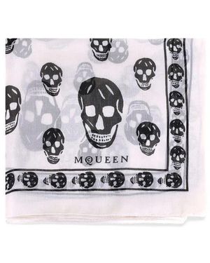 McQueen Accessoires ,Wit ,Zijden Sjaal Met Schedelmotief