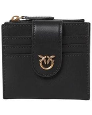 Pinko Accessoires ,Zwart ,Leer Stijlvolle Rits Kaarthouder