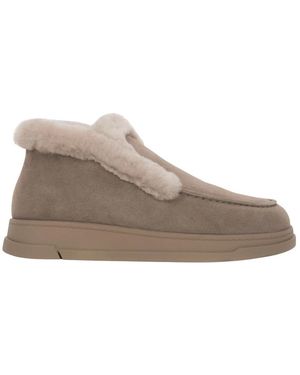 ESTRO High-Top Velours-Loafer Mit Fellfutter - Grau