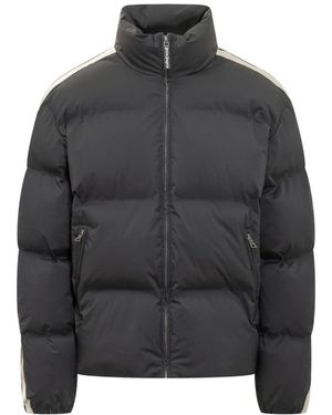 Palm Angels Jassen ,Zwart ,Leer Classic Logo Track Down Jacket - Grijs