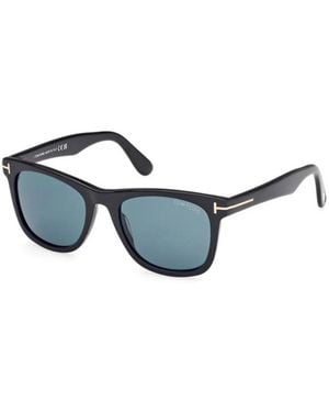 Tom Ford Groene Lens Glanzend Zwart Zonnebril - Blauw