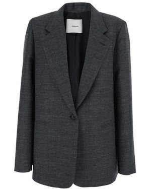 Grifoni Gestreepte Wol Blazer - Zwart