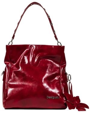 Desigual Rote Handtasche Mit Reißverschluss Und Taschen