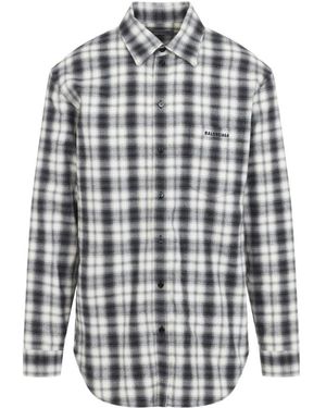 Balenciaga Overhemden ,Zwart ,Katoen Regular Fit Overhemd - Blauw