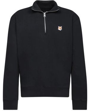 Maison Kitsuné Schwarzer Sweatshirt Mit Stehkragen