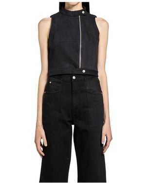 E.L.V. Denim Sleeveless Tops - Black