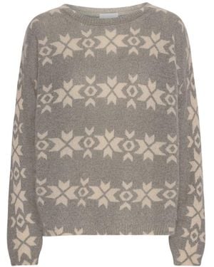 American Dreams Nordischer pullover grau weiß druck
