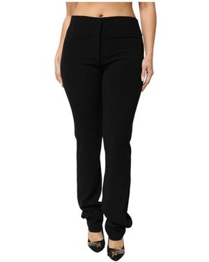 Exte Viscose Acetate Blend Straight Leg High Waist Pants - Zwart