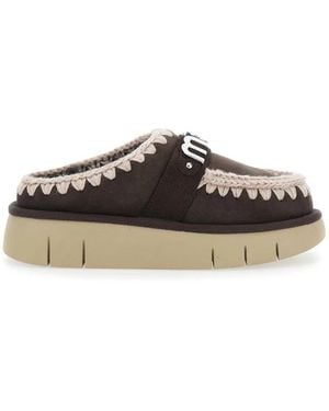 Mou Schoenen ,Bruin ,Bruine Sandalen Met Logo Print
