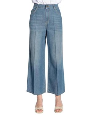 Kaos Jeans ,Blauw ,Wide Leg Crop Jeans 'Norma'