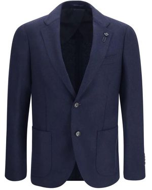 Lardini Jassen ,Blauw ,Wol Enkelrijig Jas Van Wol En Kasjmier