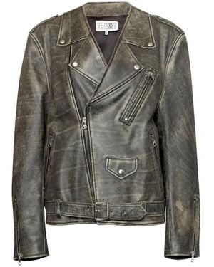 MM6 by Maison Margiela Leather Jackets - Green