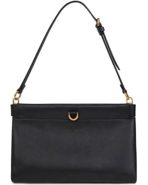 Etro Schwarze Leder Umhängetasche Mit Goldfarbener Hardware