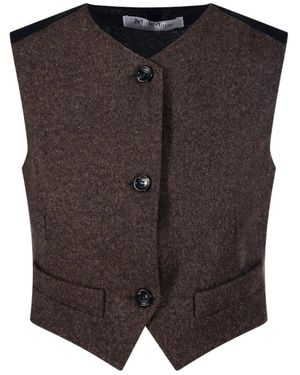 Max Mara Bruin Paneel V-Hals Vest - Zwart