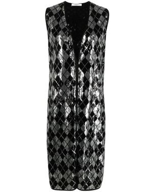 Charlott Pailletten Versierde Mouwloze Vest - Zwart