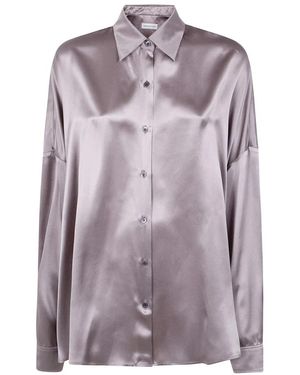 Dries Van Noten Zijden Blouse Met Knopen - Paars
