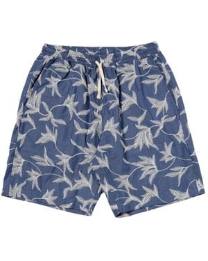 Universal Works Geborduurde Zomer Shorts - Blauw