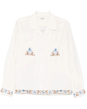 Bode Overhemden ,Wit ,Katoen Embroidered Camp Collar Shirt