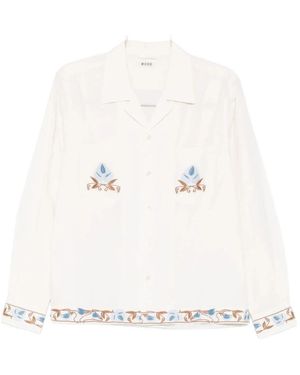Bode Overhemden ,Wit ,Katoen Embroidered Camp Collar Shirt