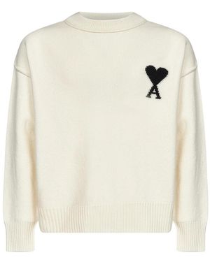 Ami Paris Round-Neck Knitwear - Blanco