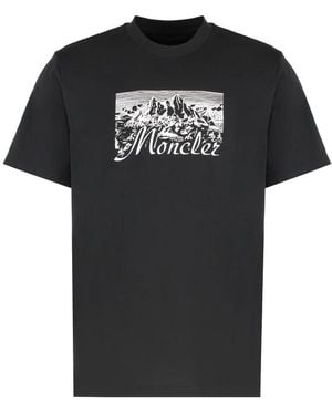 Moncler Logo Katoenen T-Shirt - Zwart