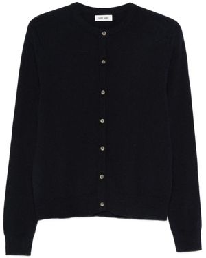 Soft Goat Round Neck Button Cardigan - Zwart