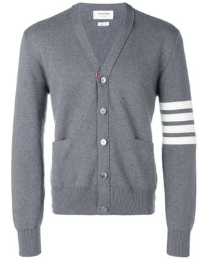 Thom Browne Truien & Vesten ,Grijs ,Katoen Cotton Crepe V-Hals Vest - Blauw